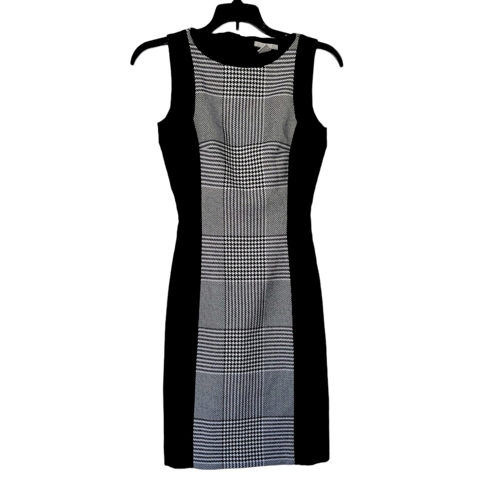 H&M Women's White and Black Midi Dress size 2